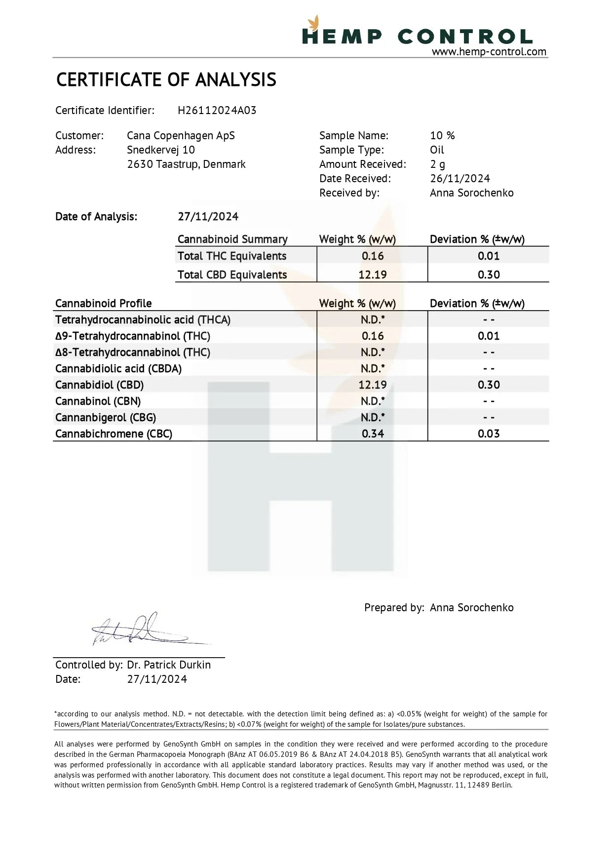 CANA CBD-olie 10% - CANA Copenhagen